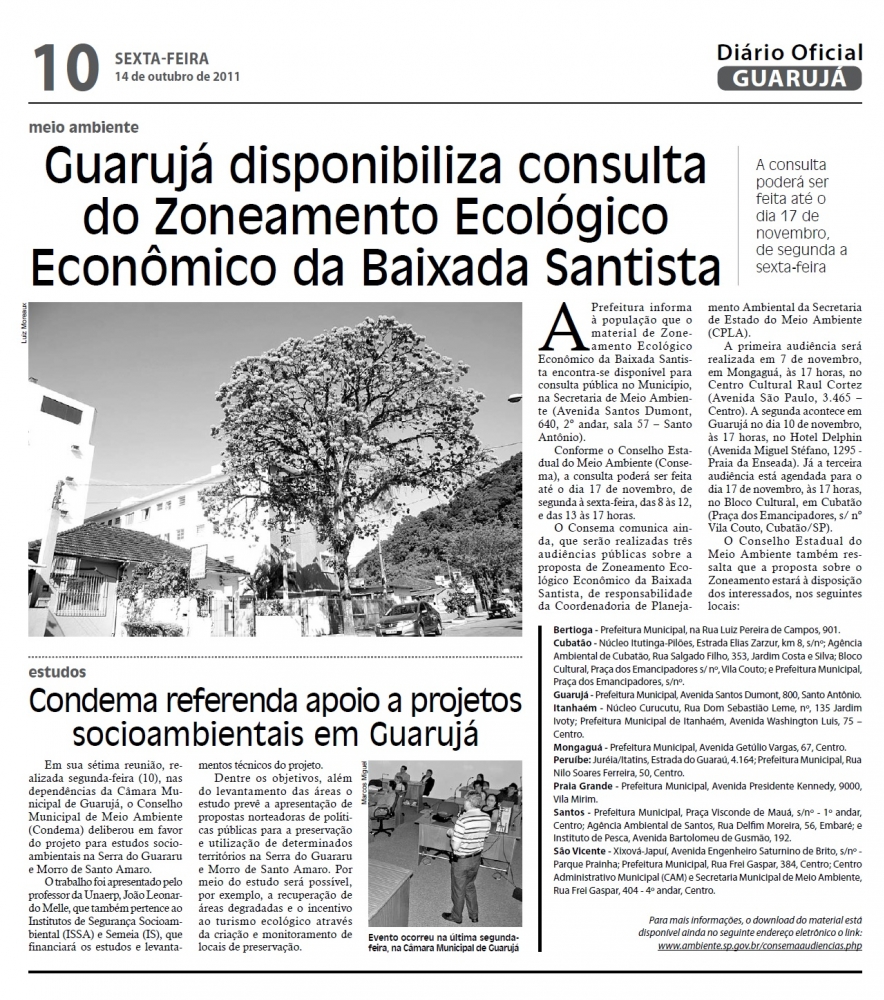 Matéria Publicada no Diário Oficial do município de Guarujá