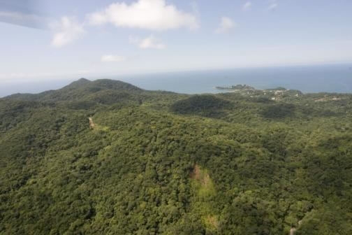  Figura 02. Vista da Serra do Guararu, com presença de escorregamento natural, evidenciando a alta fragilidade.